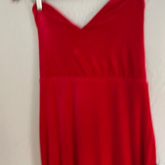 Glamorous Event Red Velvet Strapless Mermaid Maxi Dress - Picture 5 of 9